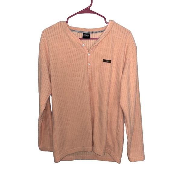 Sweaters - Vintage Coral Ribbed Henley Sweater